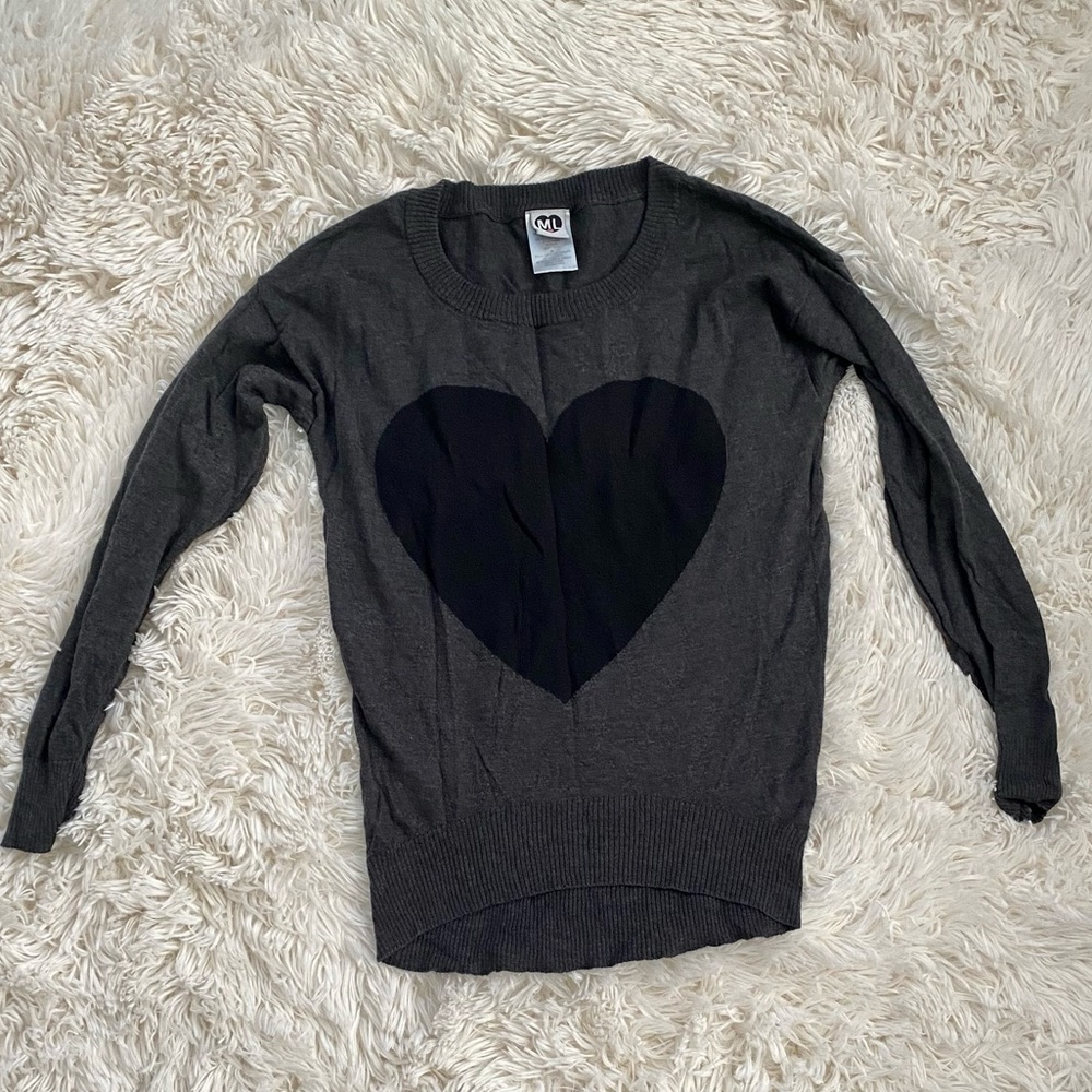 Dark Grey Heart Sweater